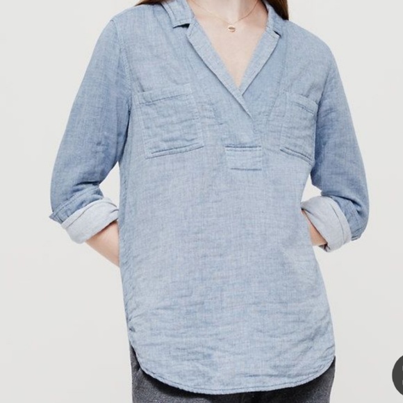Lou & Grey Tops - Lou and Grey Palette Chambray Popover Shirt Medium